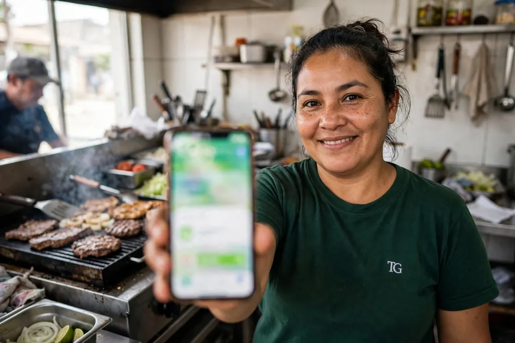 Comida y mesas: dueño o dueña del negocio con Tapy Go en el celular